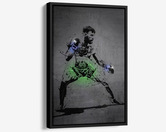Conor McGregor Neon Mixed Martial Arts UFC Canvas Wall Art Home Decor Framed Poster Man Cave Gift