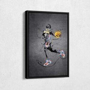 Zion Williamson Neon Poster New Orleans Pelicans #1 NBA Framed Canvas Wall Art Home Decor Man Cave Gift Basketball Art Print