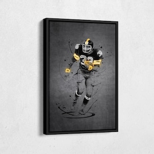 Franco Harris Neon Poster Pittsburgh Steelers #32 NFL Framed Canvas Wall Art Home Decor Man Cave Gift Football Art Print