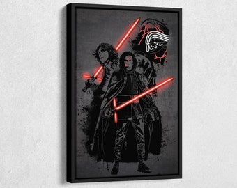 Kylo Ren Poster Neon Star Wars Canvas Wall Art Home Decor Framed Poster Man Cave Gift