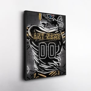 Pittsburgh Steelers Jersey Neon Personalized Jersey Custom Name and Number Canvas Wall Art Home Decor Framed Poster Man Cave Gift