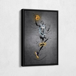 Victor Wembanyama Neon Poster San Antonio Spurs #1 NBA Framed Canvas Wall Art Home Decor Man Cave Gift Basketball Art Print