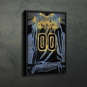 Indiana Pacers Jersey Neon Personalized Jersey Custom Name and Number Canvas Wall Art Home Decor Framed Poster Man Cave Gift