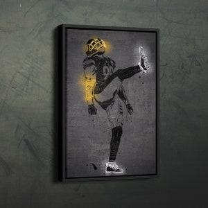 T. J. Watt Poster Neon Pittsburgh Steelers NFL Canvas Wall Art Home Decor Framed Poster Man Cave Gift