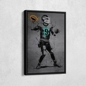 Nick Foles Poster Neon Philadelphia Eagles NFL Canvas Wall Art Home Decor Framed Poster Man Cave Gift