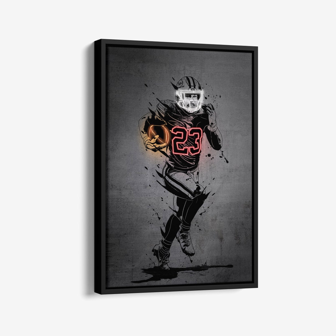 Christian Mccaffrey Neon San Francisco 49ers NFL Canvas Wall Art Home ...