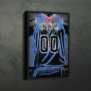 Los Angeles Clippers Jersey Neon Personalized Jersey Custom Name and Number Canvas Wall Art Home Decor Framed Poster Man Cave Gift