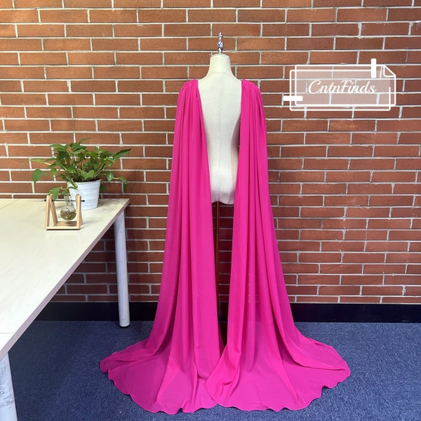 Plain Chiffon Wedding Cape Veil, Detachable Cape Veil, Shoulder Cape Veil, Dreamy Long Veil, Wedding Cape Veil, Custom Any Length Veil