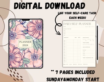 Digitaler Planer, Selbstpflege, Notizbuch, Ipad iPhone Android-Planer, minimalistisch