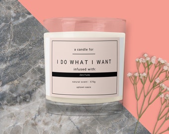 Glass jar soy wax candle (zero fucks)