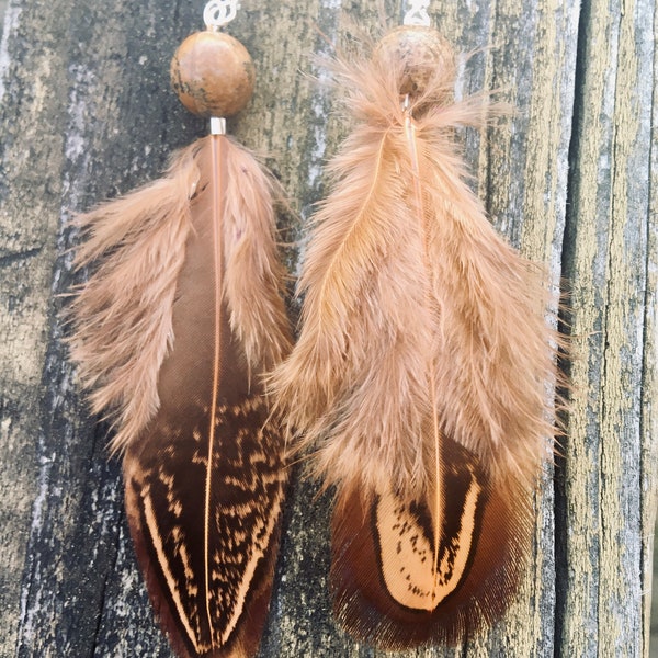 Duality in Spirit Earrings, Funky Feather Dangle Earrings, Boho Jewelry, Handmade Jewelry, Gifts for Her, Boho Style