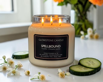 Spellbound | Non-Toxic Soy/Coconut Wax Candle | Cucumber Melon | Jasmine | Spring Candle | 3-Wick Candle | Strong Scented | Handmade