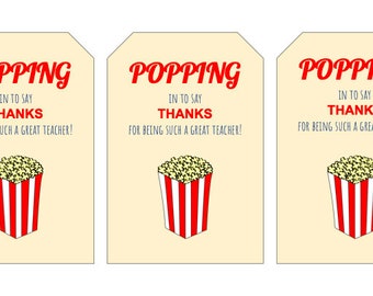 Étiquette de pop-corn d'appréciation de l'enseignant