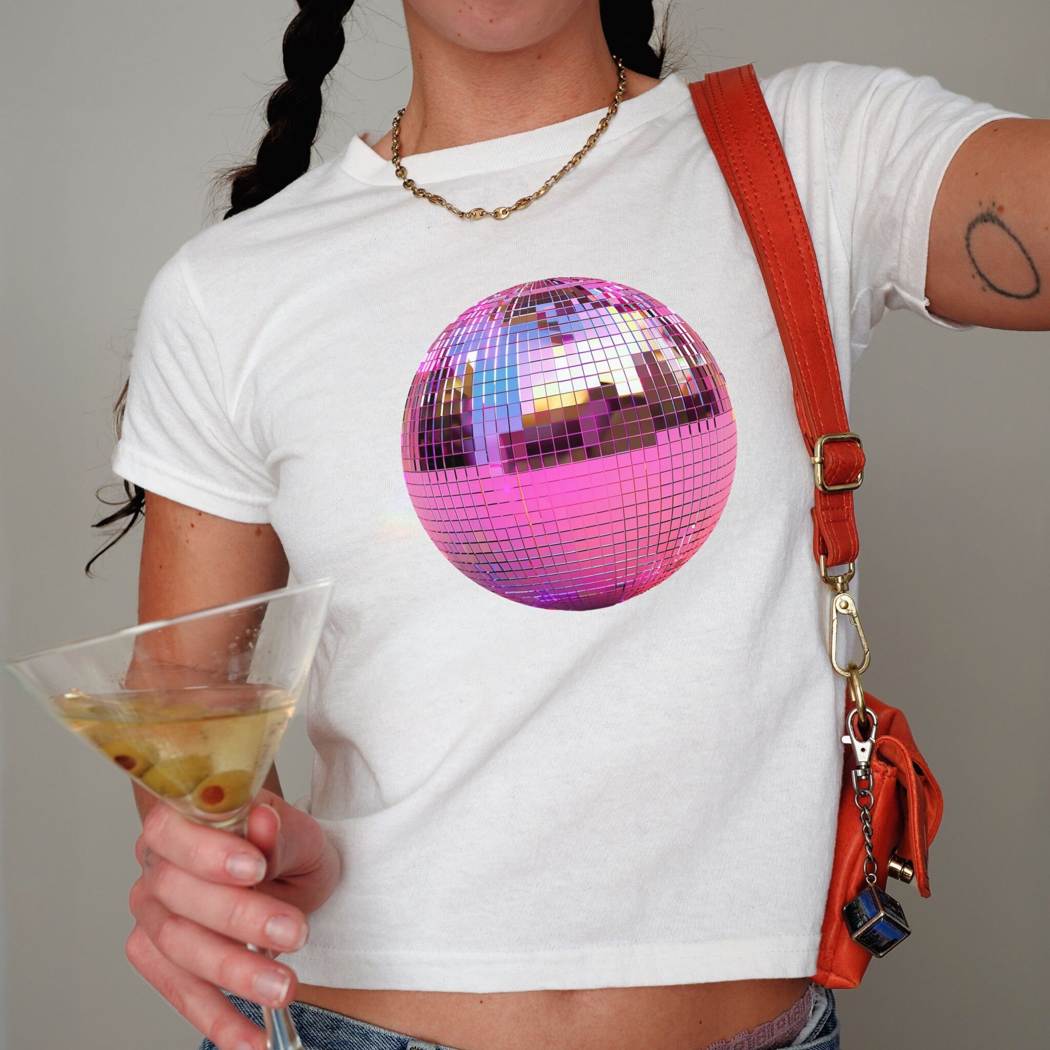 Girls White Disco Ball Shirt