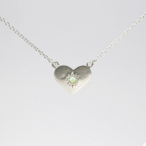 Opal Heart Necklace - Coober Pedy Opal