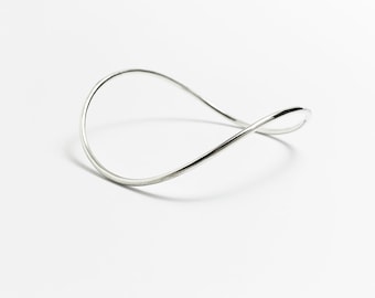 Wave Bangle, Handcrafted Sterling Silver Everyday Bangle, Handmade, Made to Order