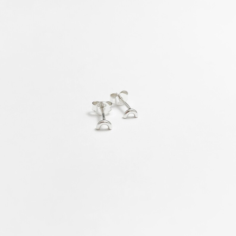 Tiny Rainbow Studs Little Rainbow Arc Earrings in Solid Sterling Silver Handcrafted by Ginny Reynders Jewellery image 1