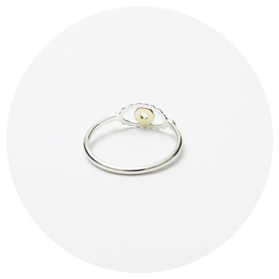 Bright Eye Ring in Solid Sterling Silver or Solid Sterling Silver with 9ct Yellow Gold or 9ct Rose Gold Iris Handcrafted by GRJ Eye Ring