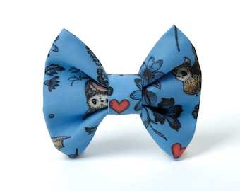 Dog Bow Tie • Blue Hearts & Bats • Small Wide Bow