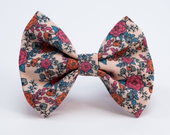 Dog Bow Tie • Warm Floral • Large Wide Bow