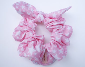 Matching Dog Owner Scrunchie • Stars on Pink • Organic Cotton Sateen