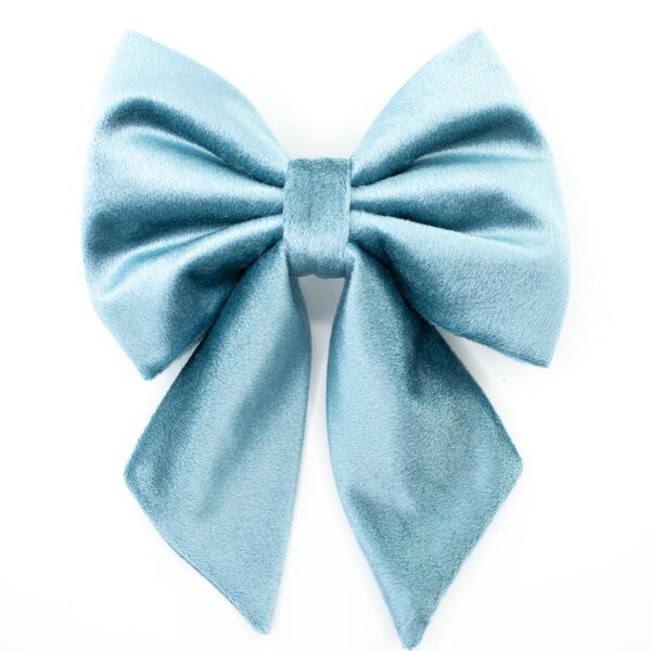 Dog Bow Tie • Sailor Bow • Sea Glass Blue Velvet