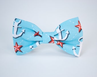 Dapper Dog Bow Tie • Nautical Stars and Anchors • Tuxedo Bow