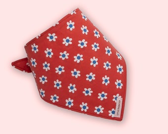 Dog Bandana • Red White Blue Daisy