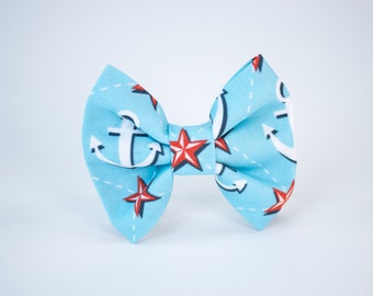 Dog Bow Tie • Nautical Stars and Anchors • Small Wide Bow