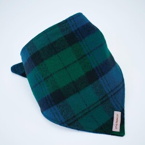 Dog Bandana • Organic Green & Blue Plaid Flannel