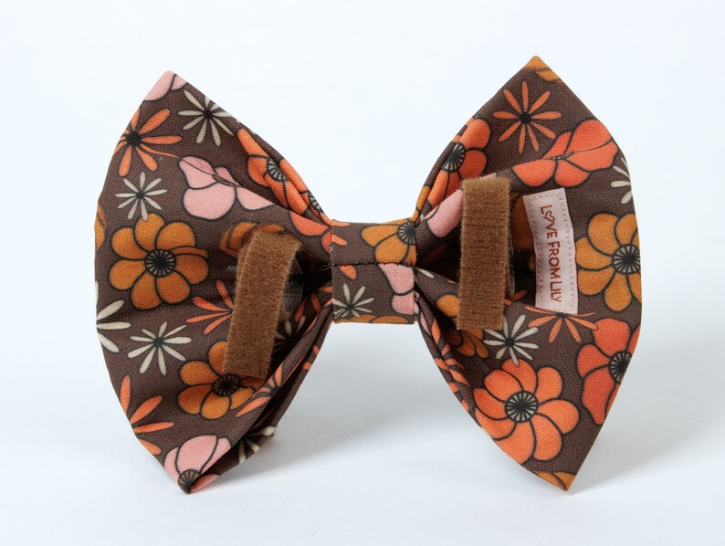 Dog Bow Tie Harvest Fall Floral Large Wide Bow image 2