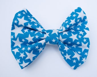 Dog Bow Tie • Stars on Blue • Large Wide Bow