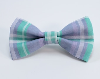 Dog Bow Tie • Pastel Purple Plaid • Tuxedo Bow