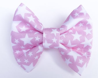 Small Dog Bow Tie • Stars on Pink • Organic Cotton Sateen