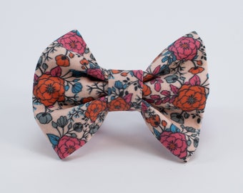 Dog Bow Tie • Warm Floral • Small Wide Bow