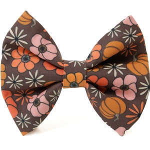 Dog Bow Tie Harvest Fall Floral Large Wide Bow image 1