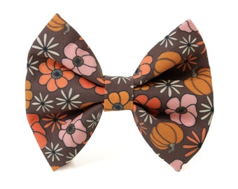 Dog Bow Tie • Harvest Fall Floral • Large Wide Bow