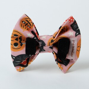 Dog Bow Tie Retro Cats & Pumpkins Small Wide Bow image 3
