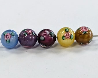 Czech Lampwork Rounds with Flower