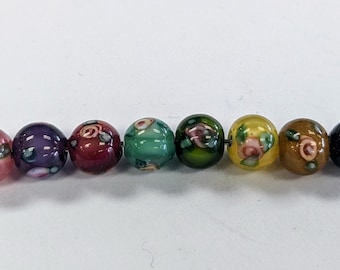 Czech Lampwork Beads with Flower