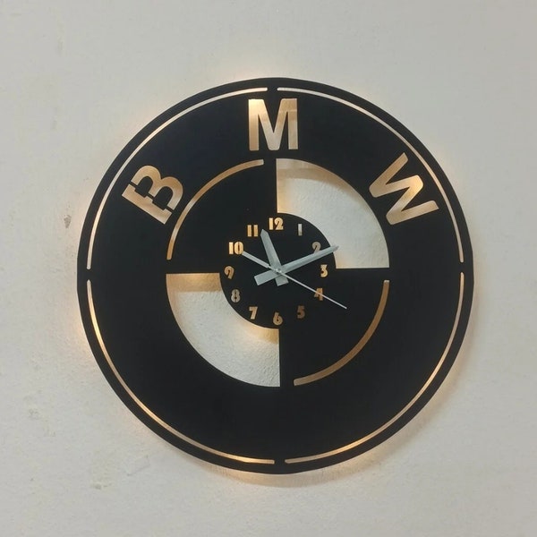 Bmw Logo Design Wall Clock, Bmw Luminous Wall Clock, Gift for Boyfriend, Garage Decor, Large Wall Clock, Office Wall Clock, Wall Clocks