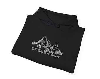 Adventure Mountain Graphic Hoodie: Unisex Cotton-Blend Sweatshirt