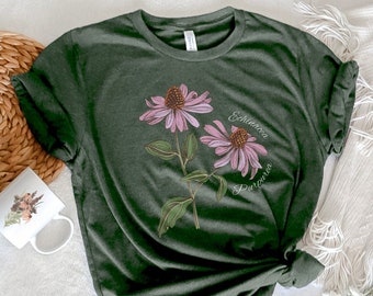 Echinacea Purpurea Herbal Graphic T-Shirt for Women | Herbalism (S-3XL)