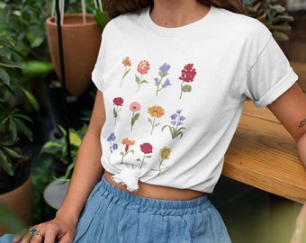 Garden Flowers Graphic T-shirt for Women (S-2XL)