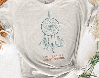 Hearts on Fire & Crazy Dreams Graphic T-shirt for Women | Luke Combs, Boho, Wild West (S-2XL)