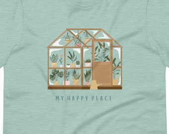 My Happy Place Graphic T-shirt for Women | Plant Lover, Greenhouse (S-2XL)