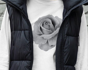 Rachel Greene Inspired Black & White Rose Graphic Long Sleeve Tee | Friends, 90s T-shirt (S-2XL)