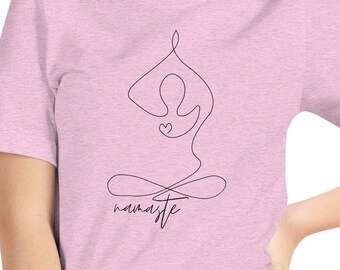 Namaste Yoga Graphic T-shirt for Women | Boho, Line Art, Heart (S-2XL)