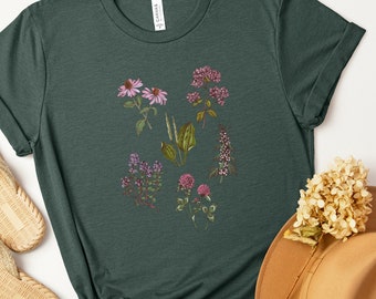 Wild Herbs Herbal Graphic T-shirt, Herbalism T-shirt, Herbalist T-shirt, Herbs, Gardening T-shirt (S-2XL)