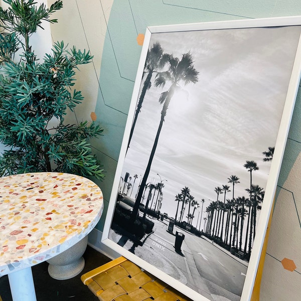 2 Palm Tree Prints, California Newport Beach, Black and White, Wall Decor, Tropical Print, Palm Print, Wall Art, Digital Print, Photography